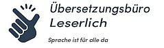 Logo des Büros, das unseren Text in leichte Sprache übersetzt hat. Der Text lautet: Übersetzungsbüro Leserlich. Sprache ist für alle da.